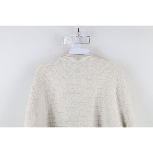 Vintage 90s Cabelas Womens Large Distressed Horse Equestrian Knit Sweater Cream - Picture 10 of 11